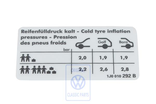 Kennschild für Bora, Golf 4