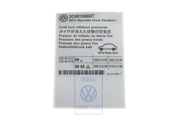 Kennschild für Passat CC
