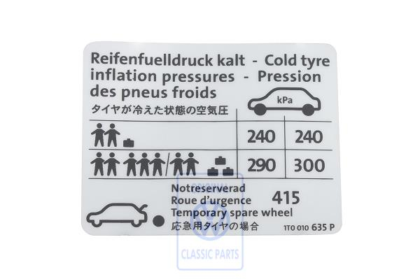 Kennschild für Golf 5