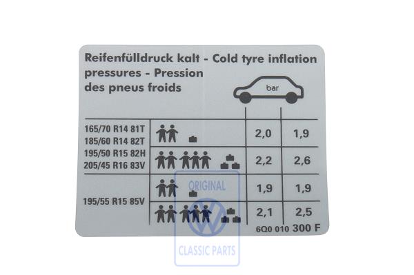 Kennschild für Polo 9N