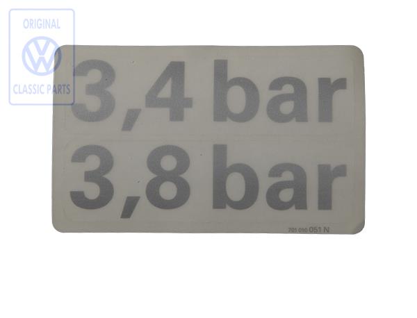 Kennschild für Reifendruck Bus T4