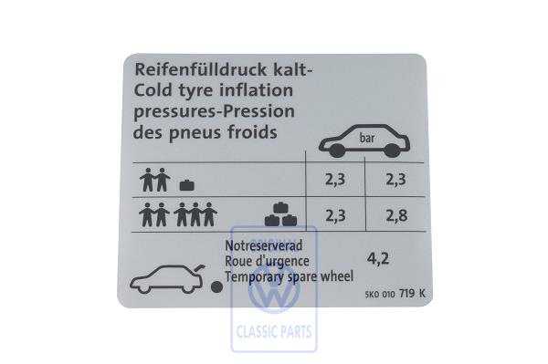 Kennschild für Golf 6