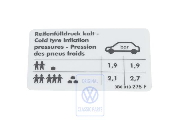 Kennschild für Passat B5GP