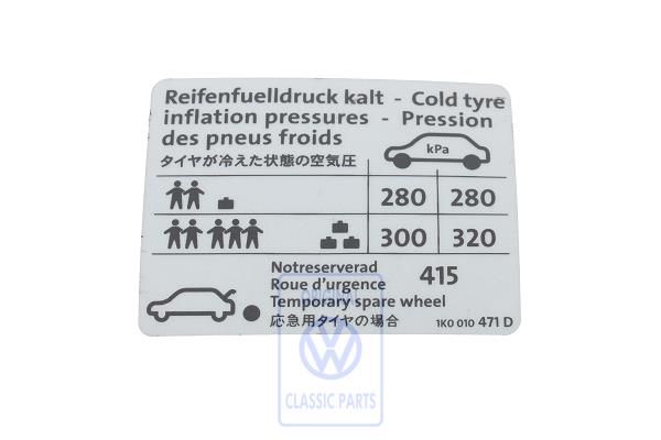 Kennschild für Golf 5