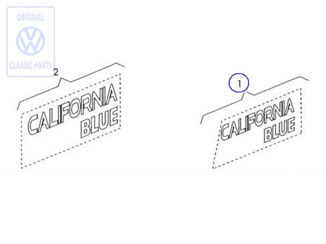 Schriftzug CALIFORNIA BLUE vorne