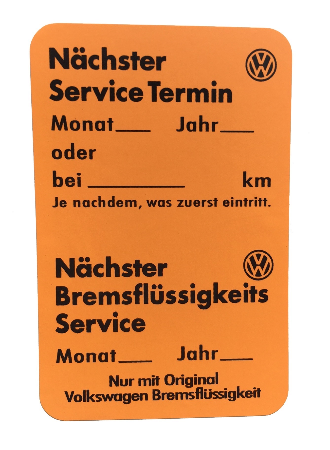 Oranger Volkswagen Service Aufkleber