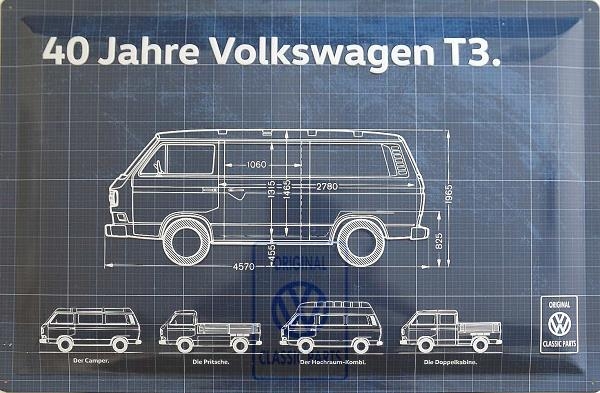 Blechschild '40 Jahre Volkswagen T3'