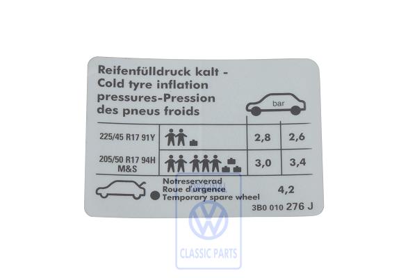 Kennschild für Passat W8