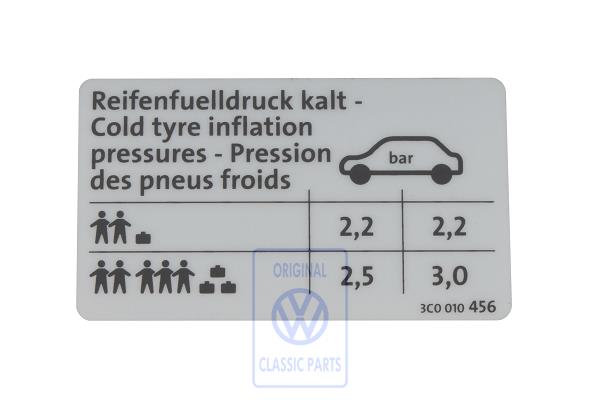 Kennschild für Passat B6