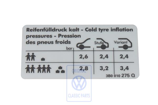 Kennschild für Passat B5GP