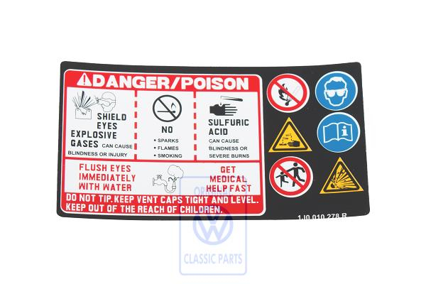 Information sign for VW Golf Mk4, Bora