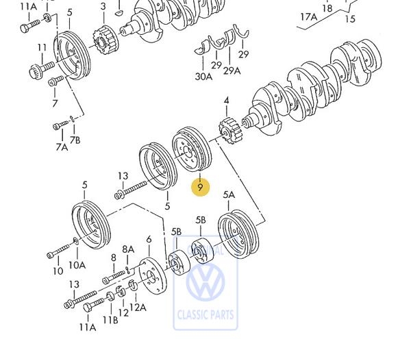 V-belt pulley for industrial engine