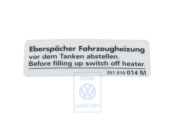 Data plate for VW T3