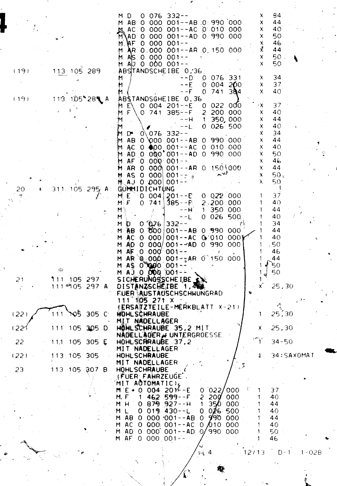 Vorschau VW 1200 1300 F-118 2050 000 Seite 174