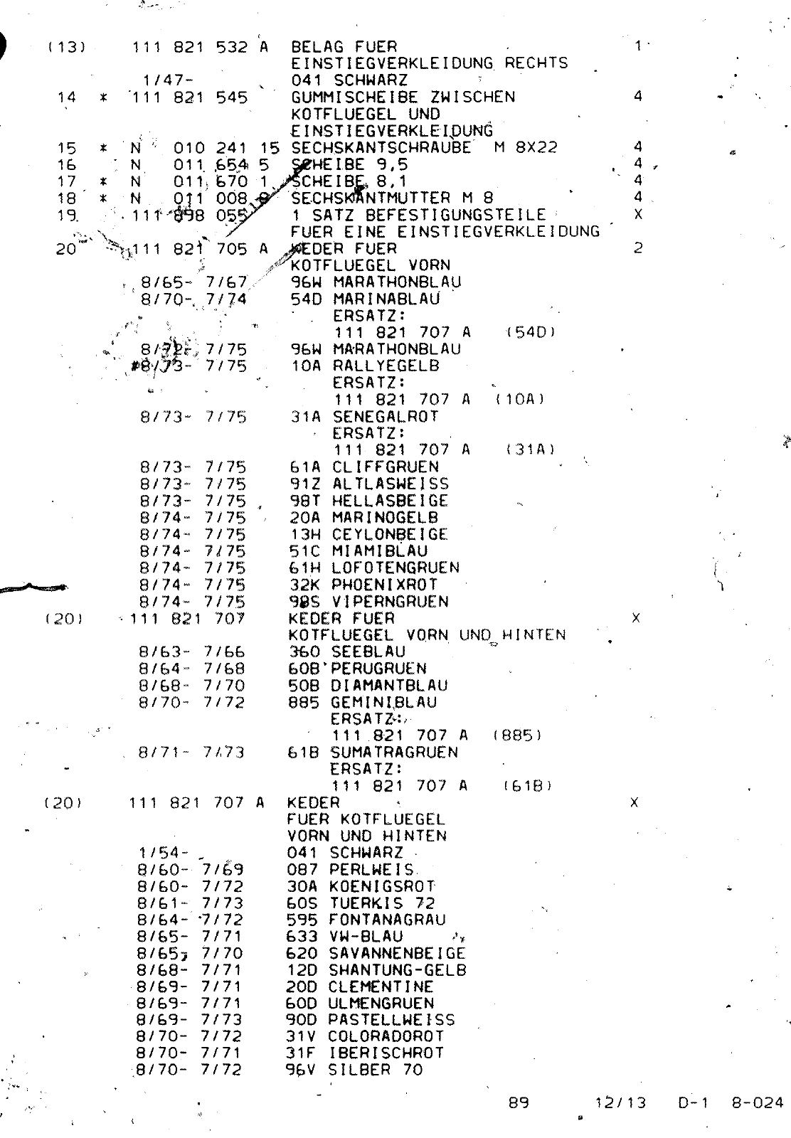 Vorschau VW 1200 1300 F-118 2050 000 Seite 872