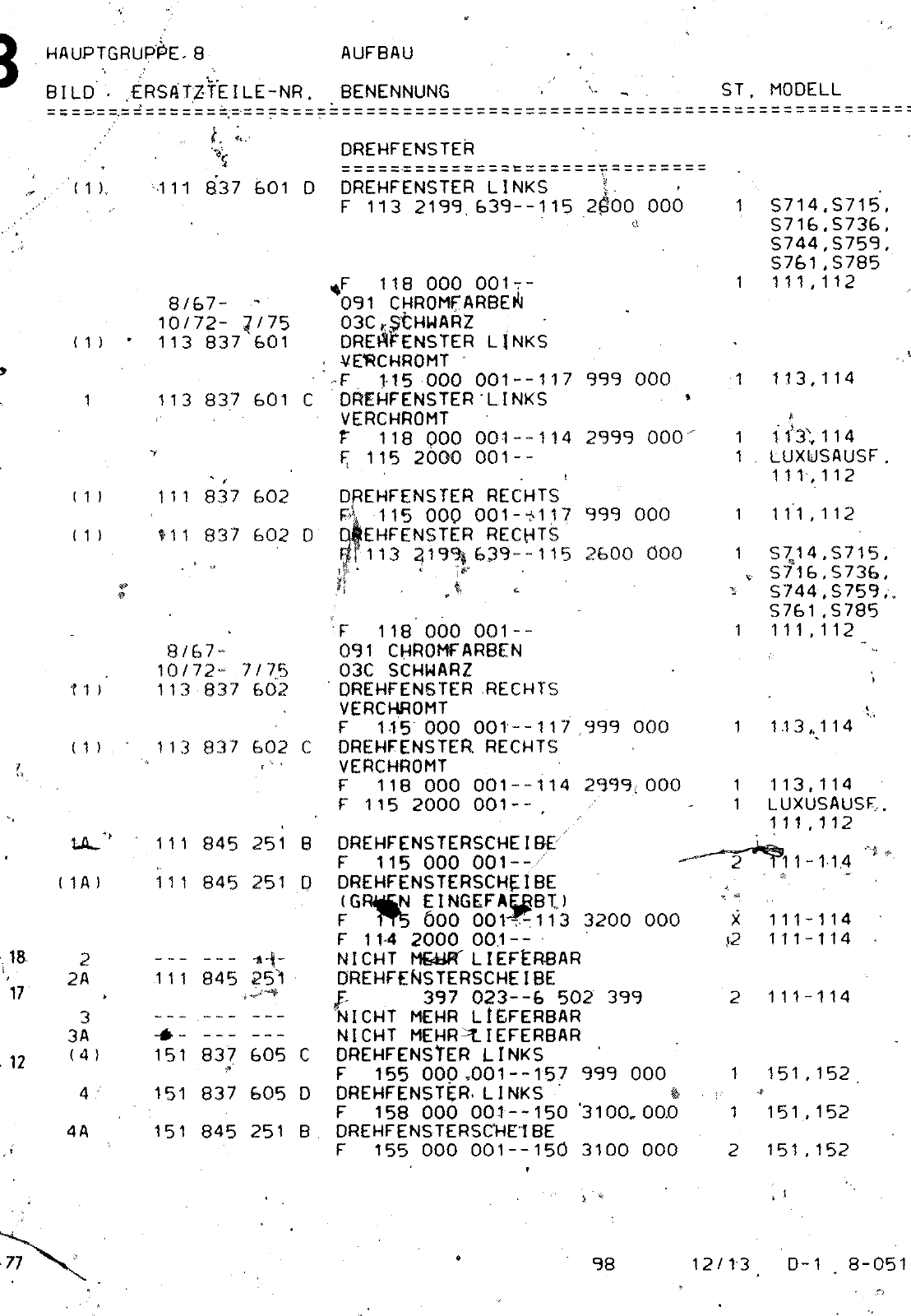 Vorschau VW 1200 1300 F-118 2050 000 Seite 928
