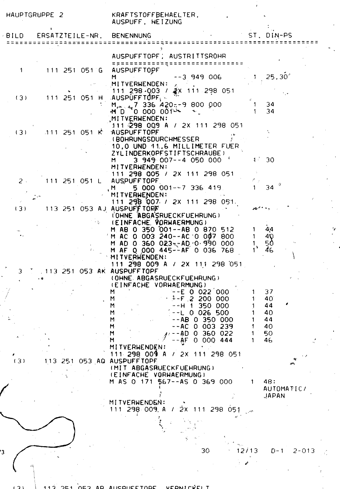 Vorschau VW 1200 1300 F-118 2050 000 Seite 486