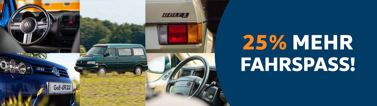 Jetzt 25 % Rabatt* sichern. Nur vom 04.05. - 11.05.26 im VW Classic Parts Onlineshop sparen.