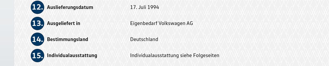 Volkswagen Classic Parts - Das VW Zertifikat und Datenblatt