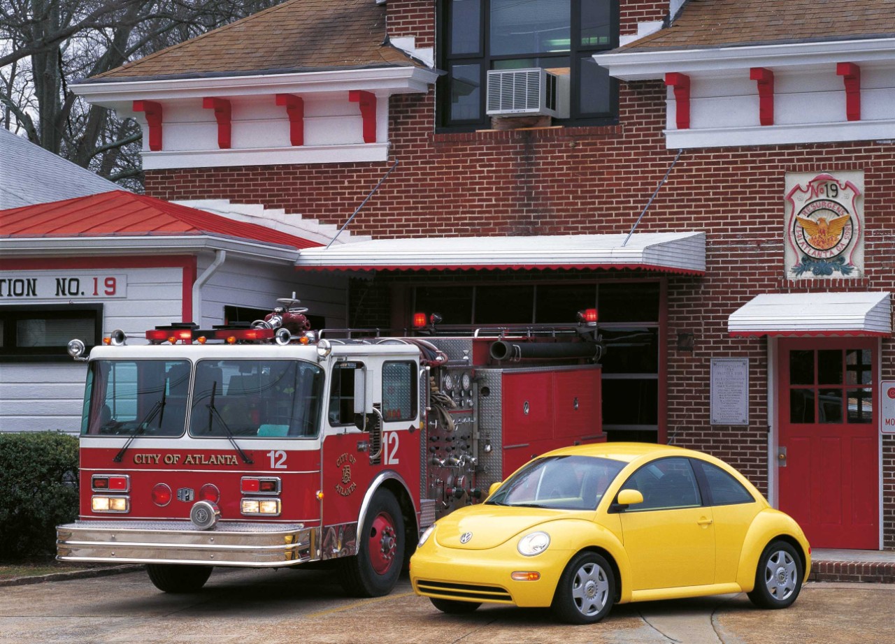 Die Pressevorstellung des neuen VW New Beetles von 1997 in Atlanta.