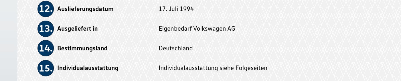 Volkswagen Classic Parts - Das VW Zertifikat und Datenblatt