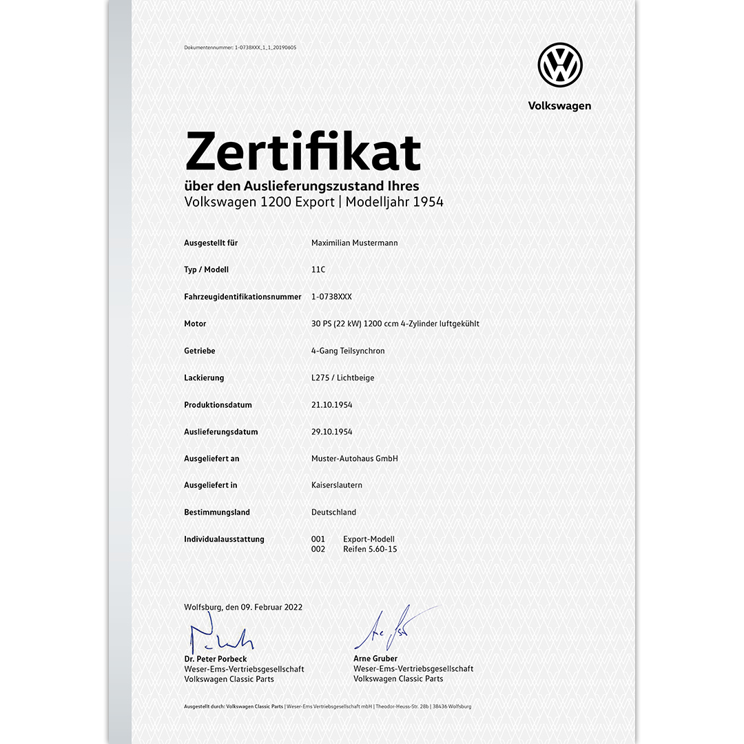 Volkswagen Classic Parts - Das Volkswagen Zertifikat