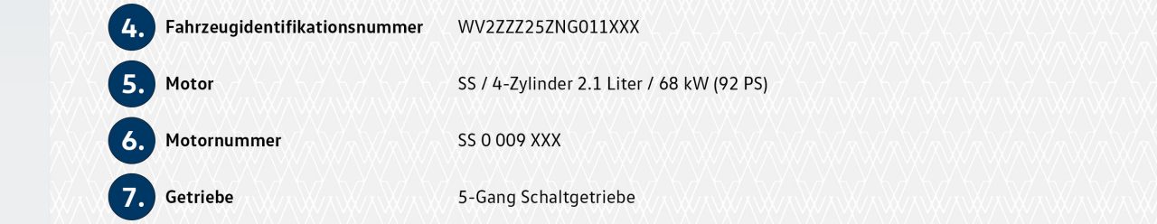 Volkswagen Classic Parts - Das VW Zertifikat und Datenblatt