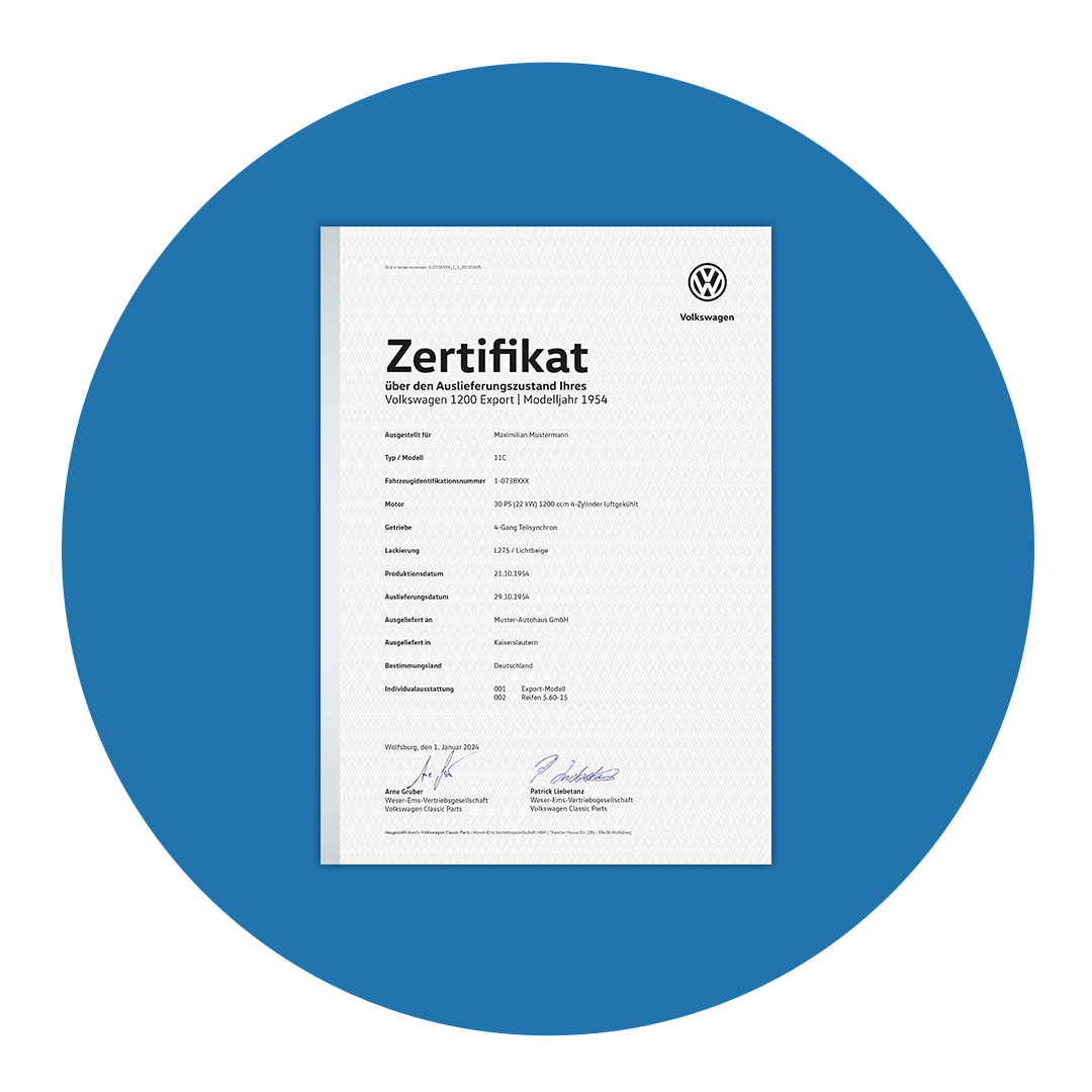 Jetzt das VW Zertifikat und Datenblatt entdecken.