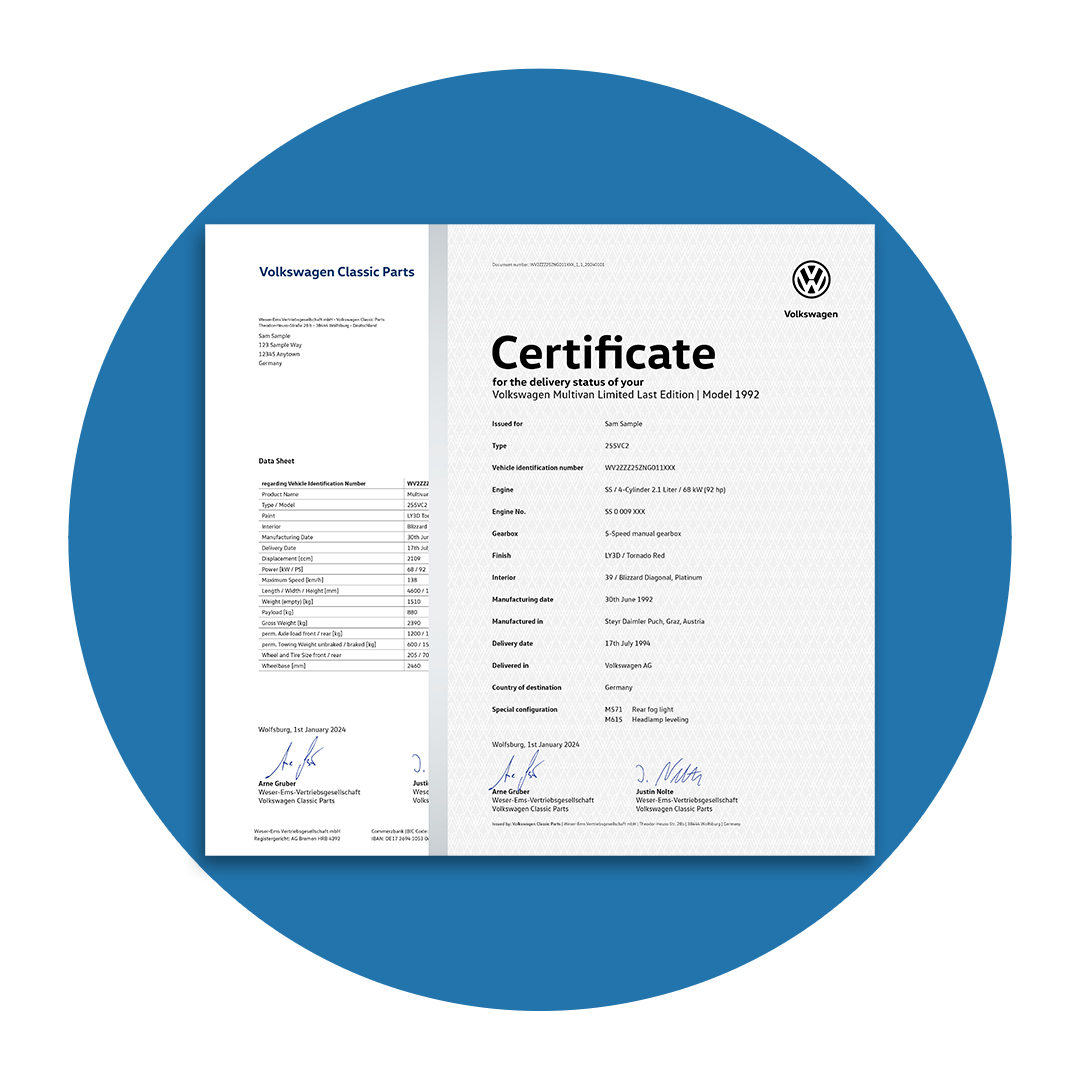 Volkswagen Classic Parts - The Volkswagen Certificate and Data Sheet