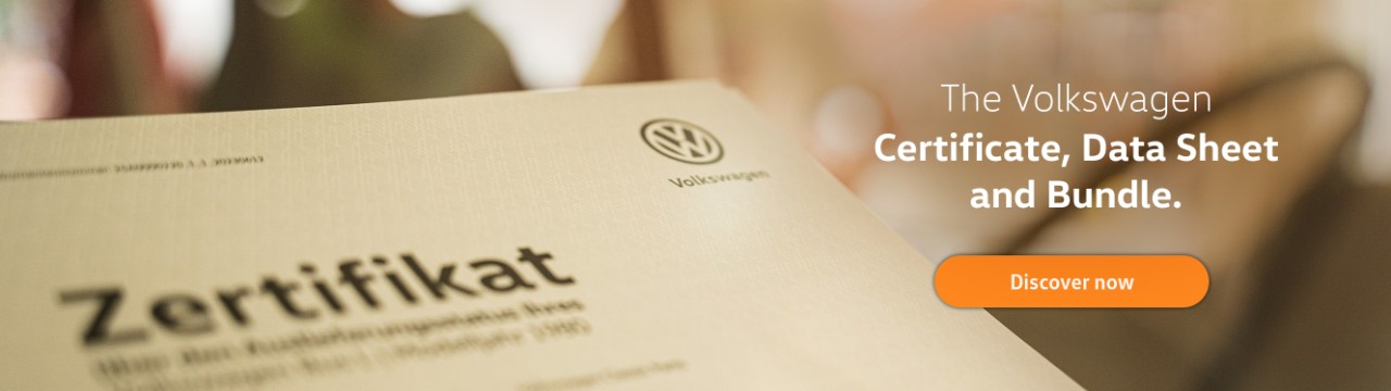 Discover now: The VW Certificate, Data Sheet and Bundle for your Volkswagen.