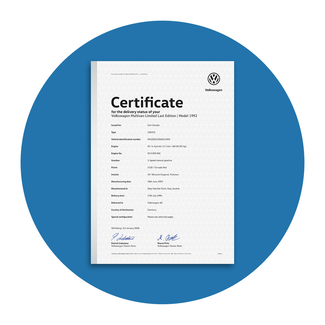 Volkswagen Classic Parts - The VW Certificate and Datasheet
