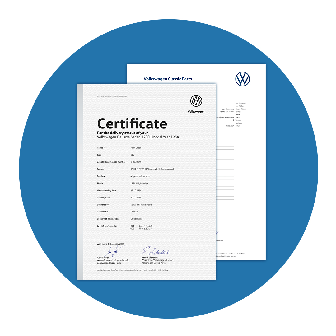 Volkswagen Classic Parts - Certificate & Datasheet