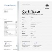 Set Volkswagen Zertifikat & Datenblatt