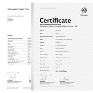 Set Volkswagen Certificate & Data Sheet